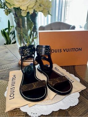Louis Vuitton Black and Brown Monogram Passenger Sandals